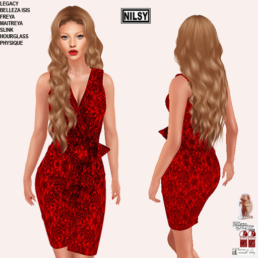 LACE BOW DRESS,MESH BODY