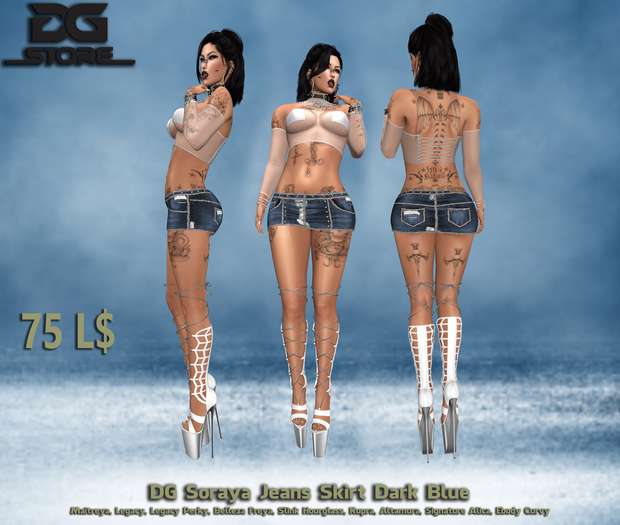 DG-Soraya Jeans Skirt - Dark Blue -Box