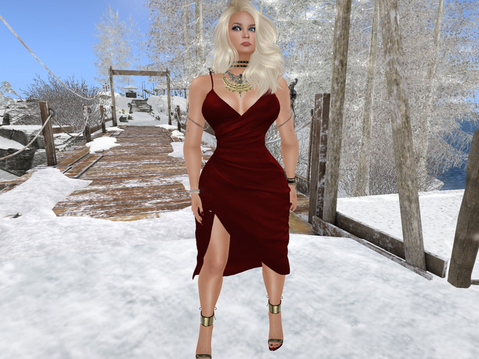 Para's Slit Spaghetti Strap Dress - Red (boxed)