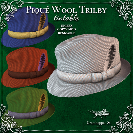 Grasshopper St Trilby Hat - Tintable Pique Wool