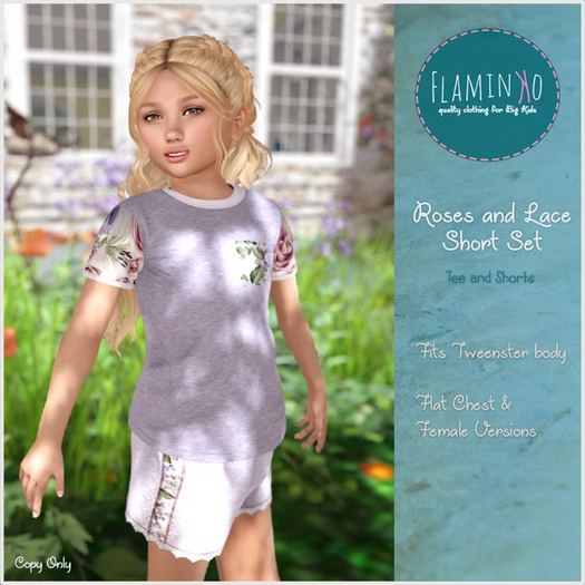 F} Roses and Lace Short Set Lavendar
