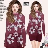 SNOWFLAKE CHUNKY KNIT DRESS,CL&MESH BODY