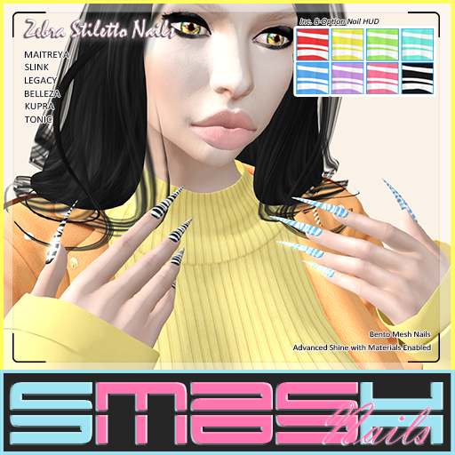 SMASH - Zebra Stiletto Nails