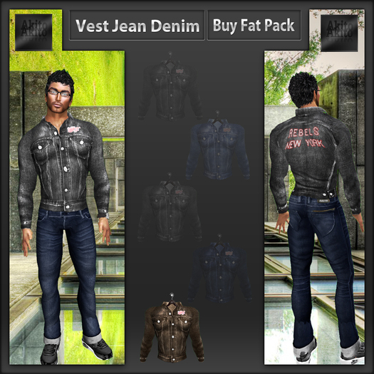 Akito - Vest Jean Denim brown