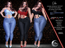 Odia, Denim Jeans & Halter top set, Glampack, 20 Jeans 26 Tops, Hud, Kalhene Erika, Reborn,Maitreya,Legacy,Perky,Petite