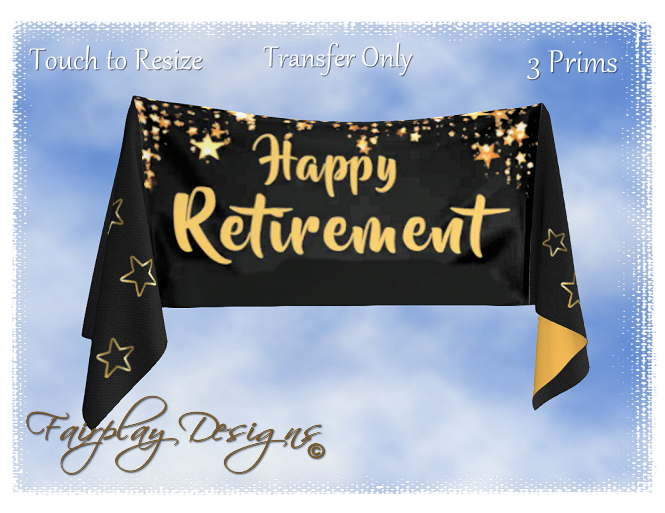 ~R~Happy Retirement Gold Draped Banner