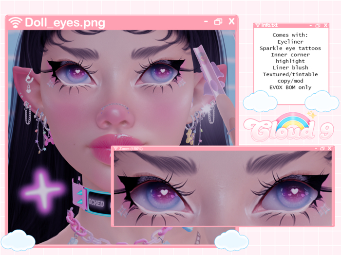 Second Life Marketplace - #cloud9 Doll eyes liner set (EVOX BOM) (add)