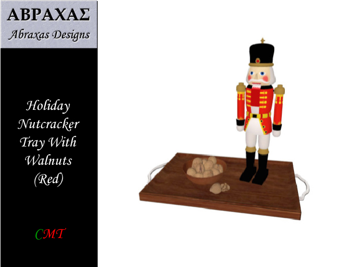 Holiday Nutcracker Tray With Walnuts - Red