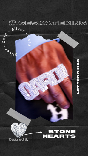 Stone X Hearts - Letter Rings (A-Z)