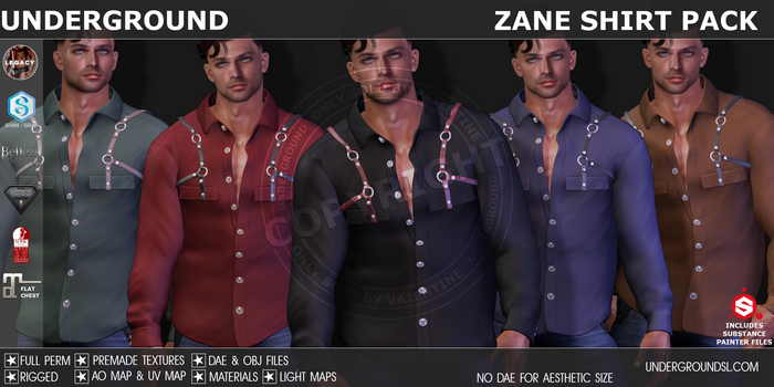 [UG MESH] ZANE SHIRT PACK (DAE) - FULL PERM