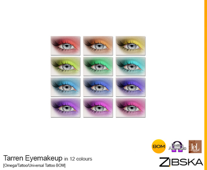 Second Life Marketplace - Zibska [50% Off] ~ Tarren Eyemakeup in 12 ...