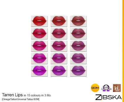 Second Life Marketplace - Zibska [50% Off] ~ Tarren Lips in 15 colors ...