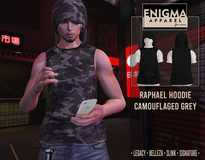 [EN] Raphael Hoodie Camouflaged Grey