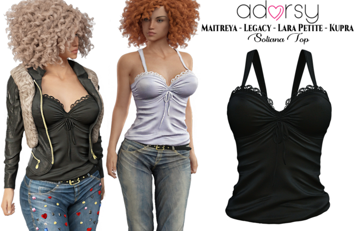 adorsy - Soliana Top Dark Black - Maitreya/Legacy/Petite/Kupra