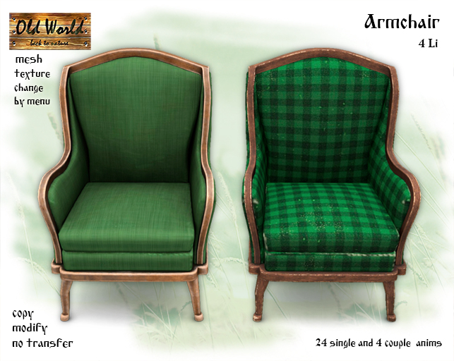 Rustic armchair - green - Old World 