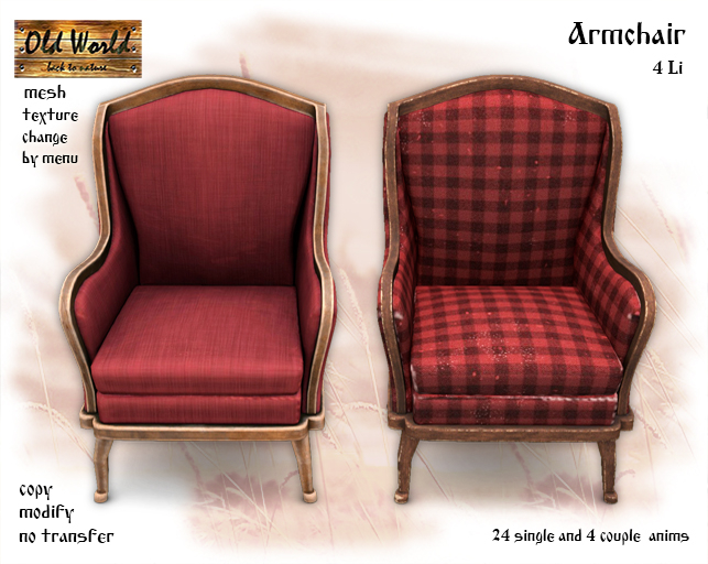 Rustic armchair - red - Old World 
