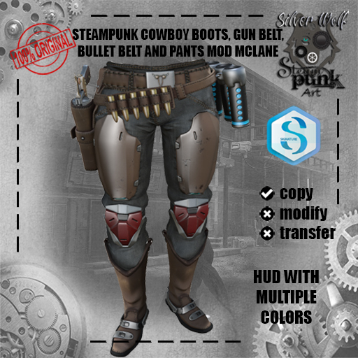 SW - Steampunk Cowboy Pants, Boots, Belts Mclane Signature(Box)
