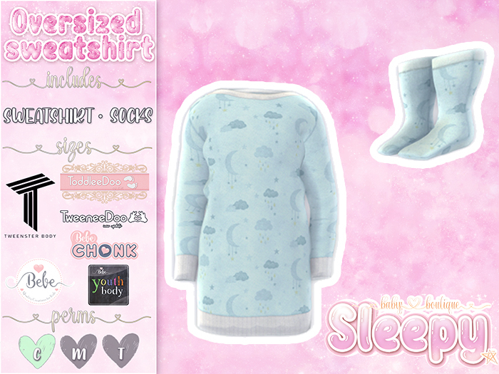 Sleepy. Oversized Sweatshirt Blue 