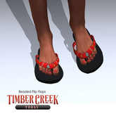[Timber Creek] Beaded Flip Flops-Red