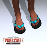 [Timber Creek] Beaded Flip Flops-Turquoise