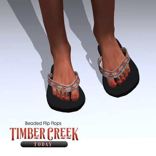 [Timber Creek] Beaded Flip Flops-Yellow Multi