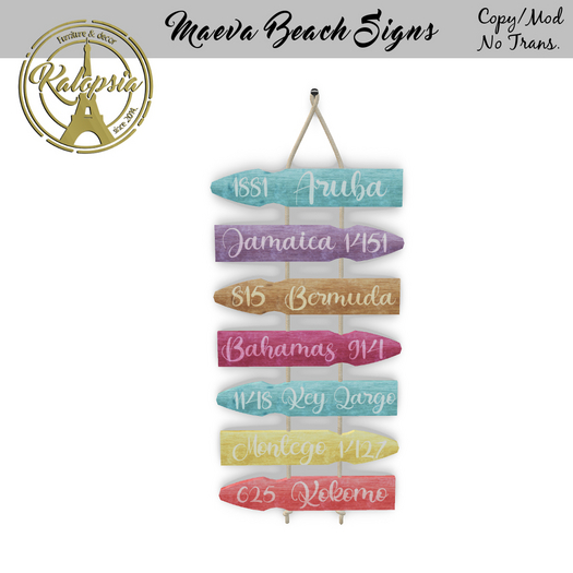 Kalopsia - Maeva's Beach Signs