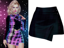 Mia Button Up Split Skirt [Holo Black] - Maitreya • Legacy • Reborn
