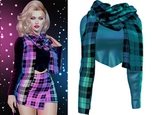 Mia Long Sleeve Cropped Shirt [Holo Teal] - Maitreya (+Petite) • Legacy • Reborn