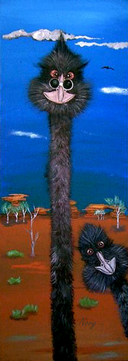 Percy & Mango Emus Acrylic Painting
