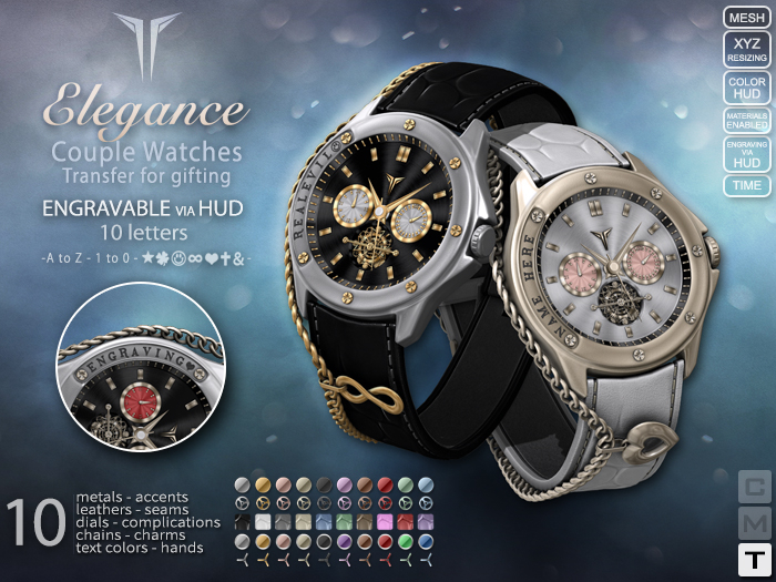 **RE** Elegance Couple Watches - Engraving - Transferable