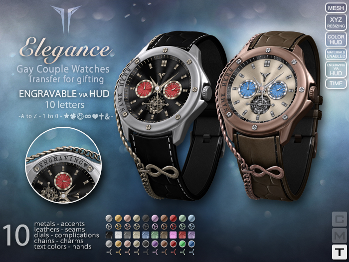 **RE** Elegance Gay Couple Watches - Engraving - Transferable