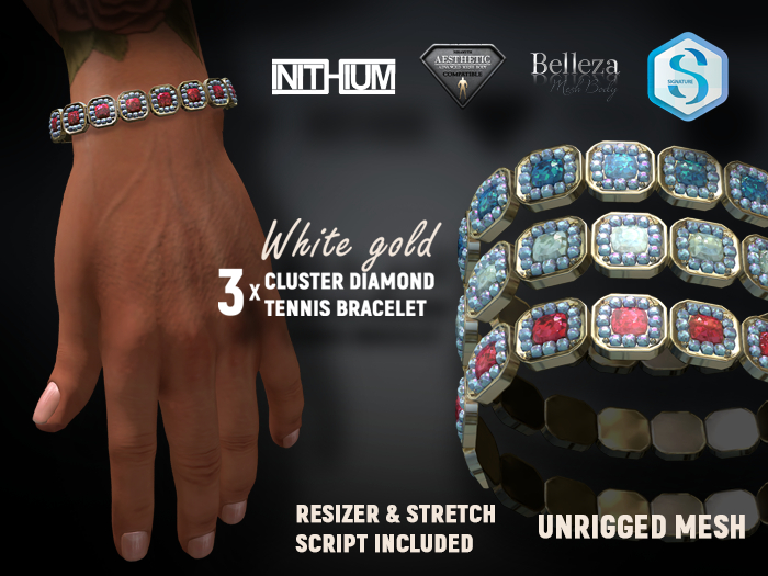 [7/11] Cluster Diamond Tennis Bracelet - 3xPack