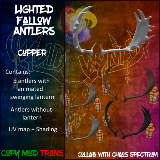 ~*WW*~ Lighted Fallow Antlers (Copper)