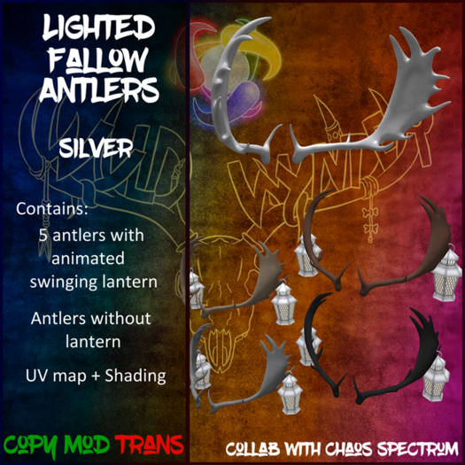 ~*WW*~ Lighted Fallow Antlers (Silver)