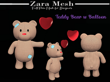 ZM - Valentines - Teddy Bear w Balloon - FULL PERM MESH