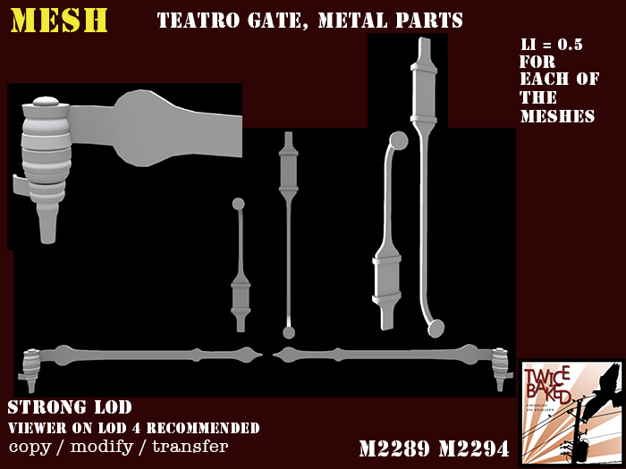 "TB" Teatro wooden gate metal parts, hinges and locks M2289 M2294