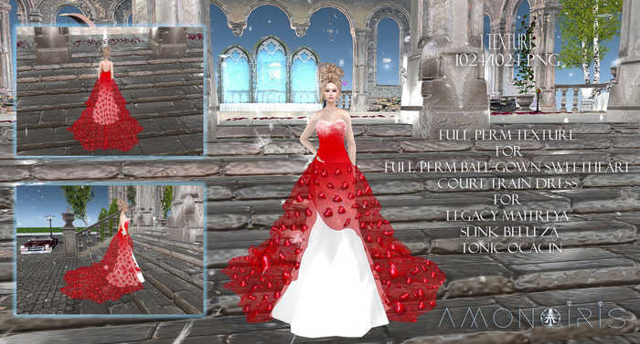 MI964519 Ball-Gown Sweetheart Court Train Dress Red Hearts 