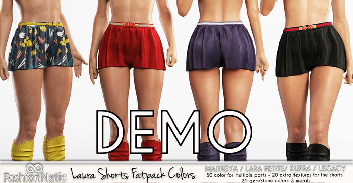Demo Laura Shorts Fatpack Colors - Maitreya Lara, Lara Petite, Kupra Original, Legacy - FashionNatic