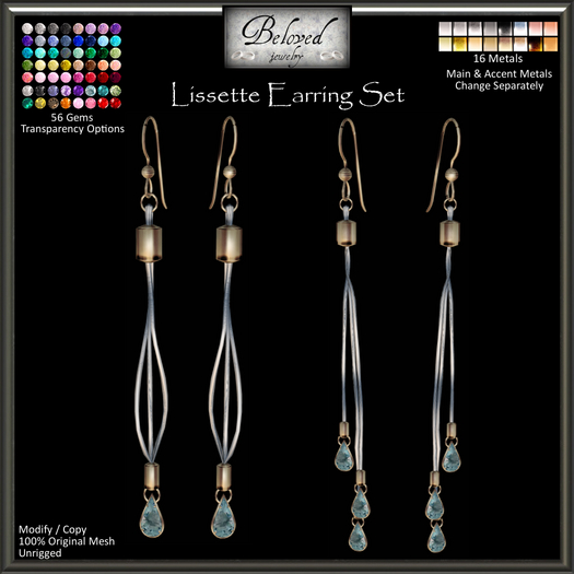 Beloved Jewelry : Lissette Earrings Set (Texture Change) Set of 2 Earrings, Gold, Silver, Diamond, Amethyst