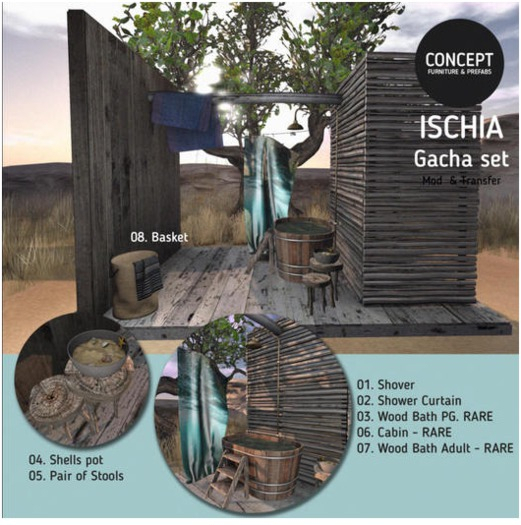 03. CONCEPT} ISCHIA  . WOOD BATH - PG - RARE