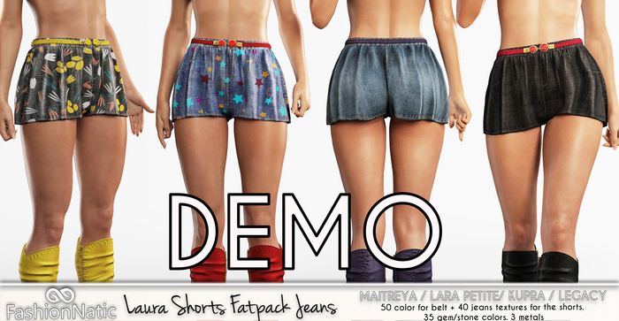 Demo Laura Shorts Fatpack Jeans - Denim - Maitreya Lara, Lara Petite, Kupra Original, Legacy - FashionNatic