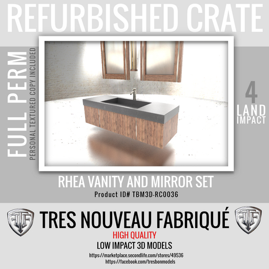 Full Perm Rhea Vanity and Mirror Set [TMP0036RC]