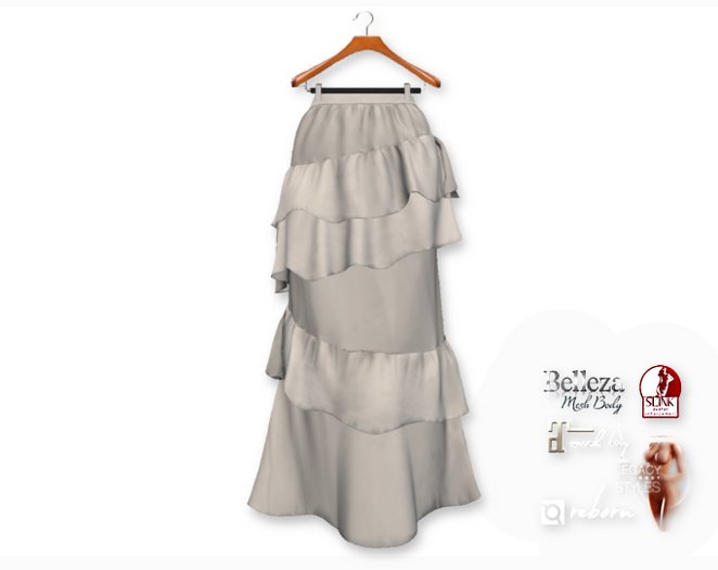 {amiable}Mesh Satin Ruffle Tiered Skirt01