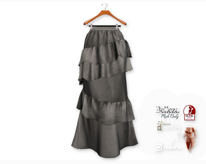 {amiable}Mesh Satin Ruffle Tiered Skirt06