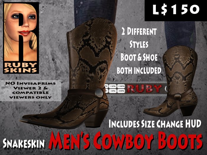 RUBY Brown Snake Skin Cowboy Boots