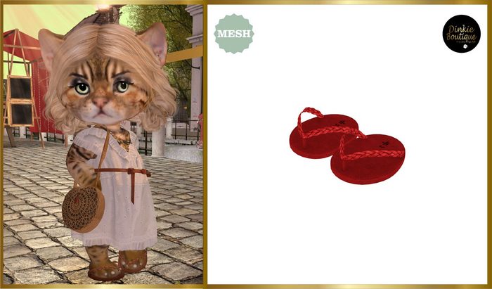 *DB* DINKIES LEATHER FLIP FLOPS* red