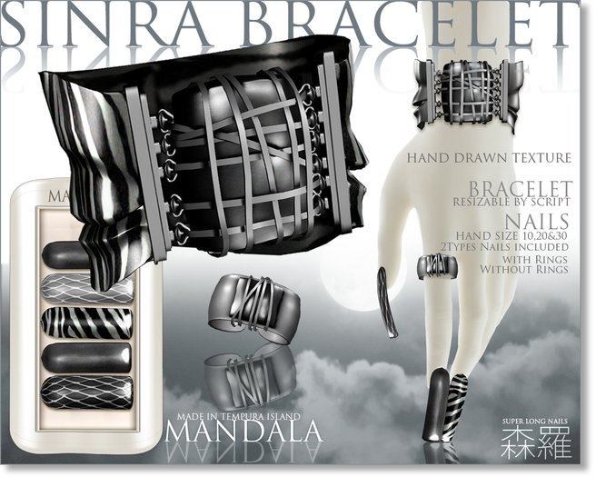 [MANDALA]SINRA bracelet,ring,Nails/CK black