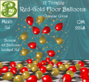 12 Red & Gold Floor Balloons on Chinese Coins, 1 LI (ADD)