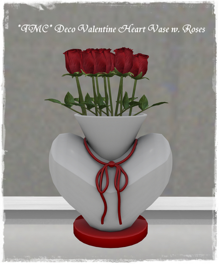 ~TMC~ Deco Valentine Heart Vase with Roses