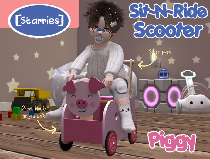 [Starries] Sit-N-Ride Scooter - Piggy
